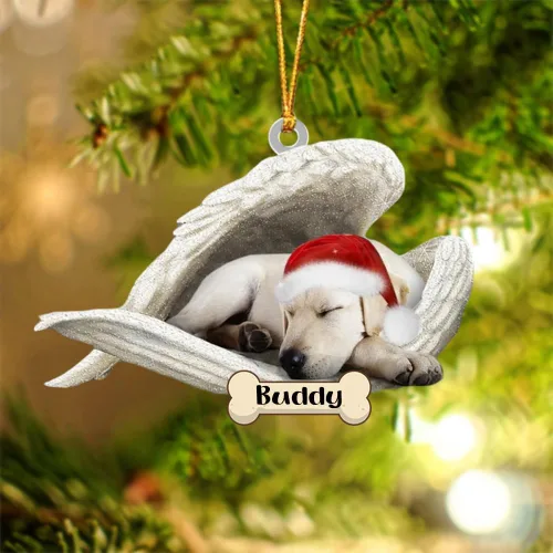 Vista 29 de Afghan Hounds - Adorno de Navidad con alas de ángel durmiente, recuerdo personalizado para perros 2024, adorno de forma acrílica, regalos