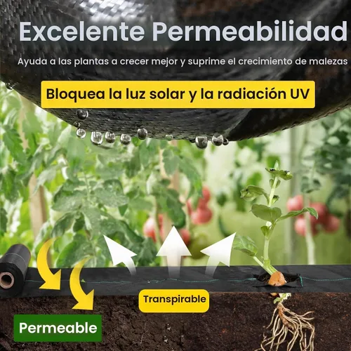 Vista 5 de Cubierta de suelo resistente para jardín de 6.5 pies x 32 pies con control de barrera de malas hierbas