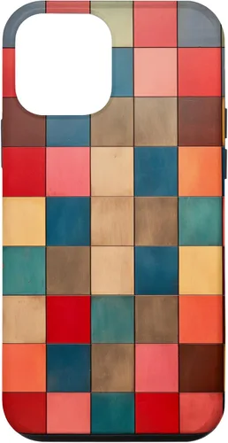 Vista 12 de Funda protectora con diseño a cuadros multicolor radiante para iPhone 14