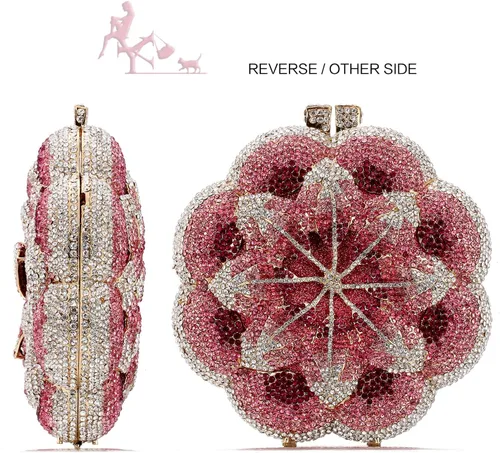 Vista 2 de Bolso de noche para mujer, bolso de embrague de cadena de metal con diamantes de imitación Fashion, AAA Rhinestone, Metal Chain