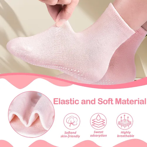 Vista 4 de Tphon Calcetines para niños pequeños, calcetines antideslizantes para niños y niñas, 12 pares de calcetines para niños de 6 meses a 10 años