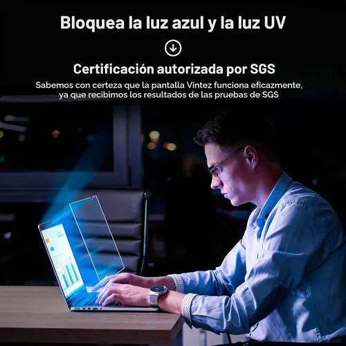 Vista 5 de VINTEZ Panel protector de pantalla de bloqueo de luz azul de 14 pulgadas para monitor de computadora y portátil de pantalla ancha 16:9 – Película