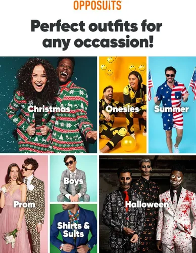 Vista 6 de Opposuits Men's Christmas Suit - Festive X-Mas Holiday Outfit - includes Blazer, Pants - Tie