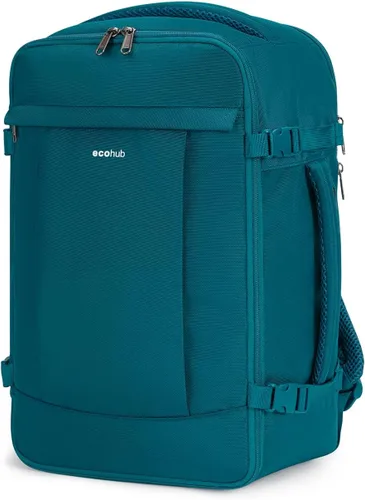 Vista 10 de ECOHUB Mochila de Viaje Aprobada para Aerolíneas, Bolsa de Artículos Personales, Mochila de Mano Negro