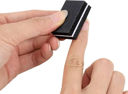 Vista 4 de 100 unidades de mini amortiguadores para uñas de grano 180/100 para uñas acrílicas para el cuidado de las uñas (negro)
