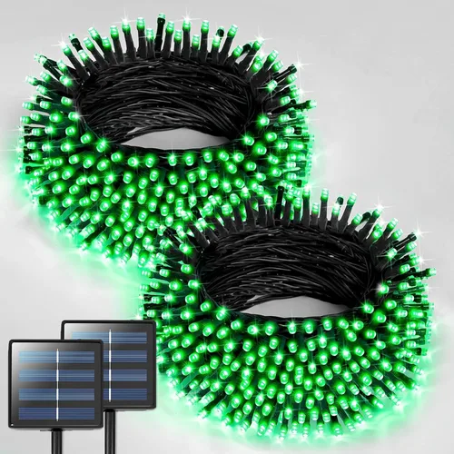 Vista 28 de JMEXSUSS - Paquete de 2, luces solares de Navidad cálidas y multicolor para exteriores, cada una con 100 LED, 10 metros, luces solares impermeables