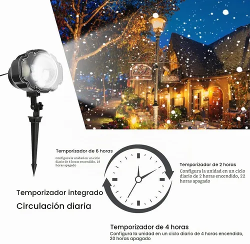 Vista 4 de Borelor Luces LED de nevadas IP65, impermeable, mini lámpara de proyector de copo de nieve de Navidad, para interiores y exteriores, luz