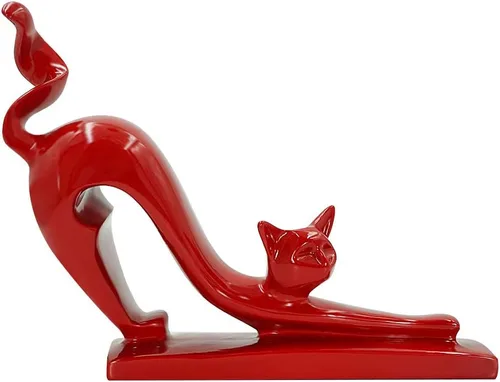 Vista 8 de DreamsEden Linda estatua de gato negro – Escultura de arte moderno de resina de animales para decoración de estantes de sala de estar