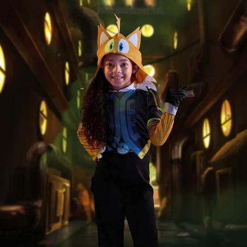 Vista 4 de Disguise Disfraces de Sonic para niños, monos con capucha oficiales de Sonic Prime