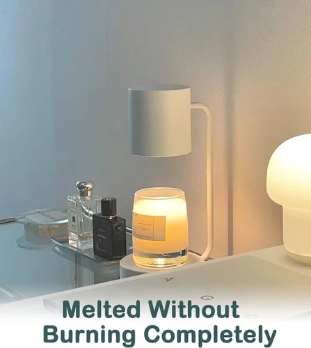 Vista 7 de Keymit Lámpara calentadora de velas para velas en frasco, lámparas de derretidor de velas eléctricas clásicas blancas con 1 vela perfumada