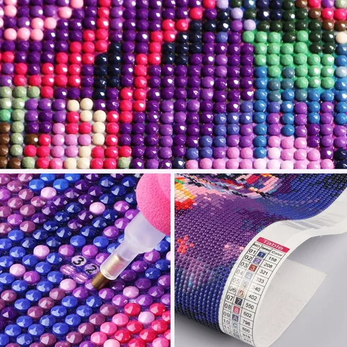 Vista 5 de SENQAO Kits de pintura artística de diamantes de gato para adultos, pintura de puntos de diamante de taladro completo para principiantes, pintura