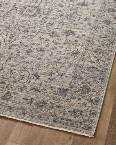 Vista 8 de Loloi Sorrento Collection SOR-01 Mist/Charcoal - Alfombra decorativa redonda de 5 pies y 3 pulgadas x 5 pies y 3 pulgadas Niebla / Carbón vegetal