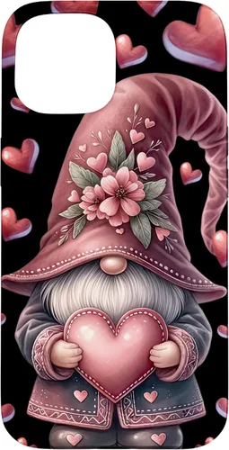 Vista 6 de iPhone 11 Pro Max - Funda con diseño de corazón para mujer, diseño retro de gnomo de amor para el día de San Valentín