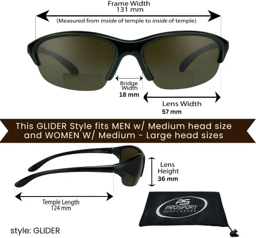 Vista 5 de proSPORT Lentes de sol bifocales de seguridad para hombres y mujeres, ANSI Z87.1, color marrón ahumado, lentes transparentes, color rosa y negro