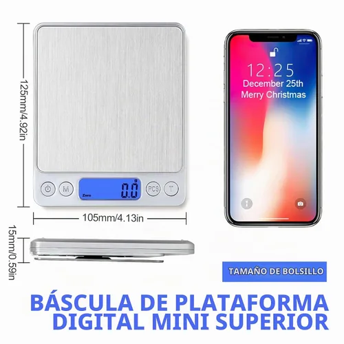 Vista 3 de Báscula de alimentos, báscula de cocina recargable con bandejas de 105.82 oz/0.00 oz, mini báscula con función de tara, báscula digital de gramos