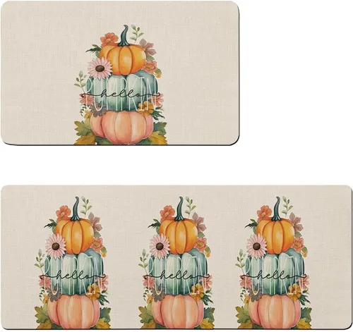 Vista 7 de Tapete de baño de calabaza de cosecha para bañera, antideslizante, de secado rápido y absorbente, tierra de diatomeas, ducha, fregadero, dormitorio
