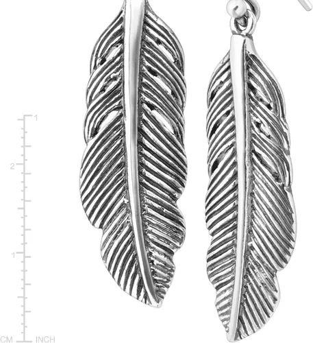 Vista 4 de Silpada Pendientes colgantes 'pluma grabada' en plata de ley, Plata de ley Turquesa Coral, Sin piedra no conocido