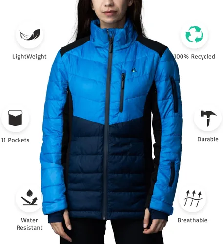 Vista 2 de Apricoat EcoDown Jacket - Chaqueta acolchada con capucha ligera y resistente al agua - Abrigo de invierno resistente al viento con aislamiento