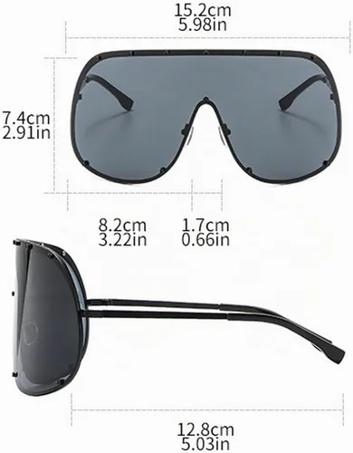 Vista 8 de Gafas de sol cuadradas de una pieza de gran tamaño para mujer, gafas de sol de lujo de moda punk, gafas al aire libre para mujer C5