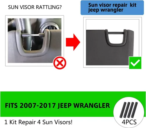 Vista 3 de Kit de reparación de visera solar, 4 tubos de reparación de ABS para Jeep Wrangler JK JKU (07-17) parasol lateral del conductor y del pasajero