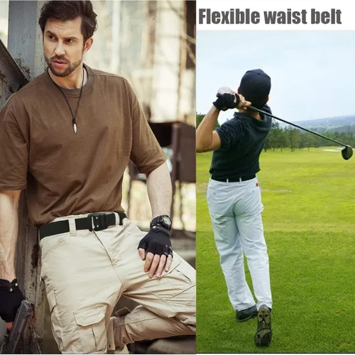 Vista 6 de WYuZe Mens Tactical Belt Military Elastic Stretch Duty Riggers Belt Metal Buckle