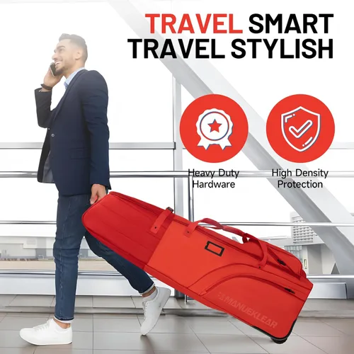 Vista 5 de MANUEKLEAR - Bolsas de golf de viaje de nailon 1680D para aerolíneas con ruedas, bolsas de viaje de golf para aerolíneas con parte superior