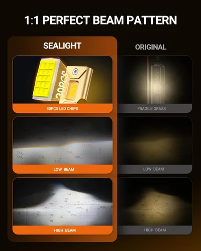 Vista 5 de SEALIGHT Bombillas D1S, 6500K blanco frío 45000LM D1S HID, bombillas de repuesto originales HID de xenón para montaje de faros delanteros 66340