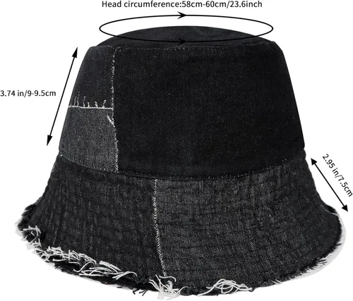 Vista 2 de MILAKOO Gorra unisex de pescador de mezclilla lavada para mujer, de ala ancha, ligera, plegable