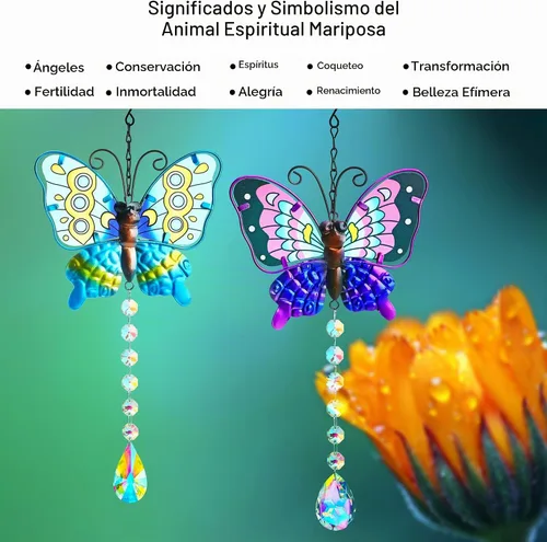 Vista 4 de YU FENG - Paquete de 2 atrapasoles de mariposa, prisma de cristal, decoración para colgar en la ventana