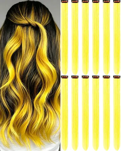 Vista 21 de 12 extensiones de cabello negro con clip para mujeres adolescentes 12 piezas - negro