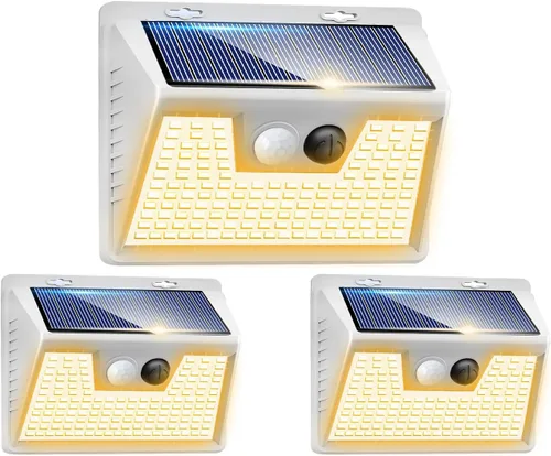 Vista 48 de Peasur Luces Solares para Exteriores con Sensor de Movimiento, 140 LED Luz Solar Alimentada por Energía Solar para Cerca Impermeable, 3 Modos