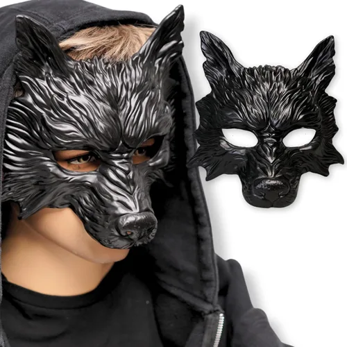 Vista 6 de Máscara de lobo de animales para mascarada, máscara de lobos, máscara de Halloween, cosplay, máscara de fiesta