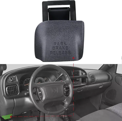 Vista 2 de TQPONLY 74934 Manija para Liberar Freno de Estacionamiento (Gris Niebla) Compatible con Dodge Ram 1500 2500 3500 de 1998 a 2002 Reemplaza RU38RC8AA