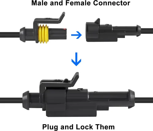 Vista 2 de 10 Piezas Conector de 1 Pin Impermeable Eléctrico Enchufe de 1 Pin Auto Cable Eléctrico Conectores de Desconexión Rápida Automotrices Conectores