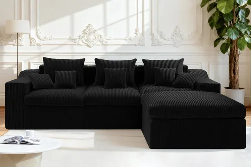 Vista 14 de Homguava - Sillones seccionales modulares para sala de estar, sofá de 101" en forma de nube con chaise en L, cómodo sofá de sala de estar