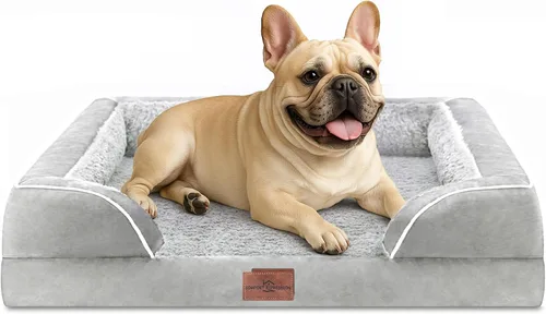 Vista 42 de Comfort Expression - Cama ortopédica para perros medianos, 28 x 19 pulgadas, cama impermeable y de apoyo de espuma con cojines removibles, sofá