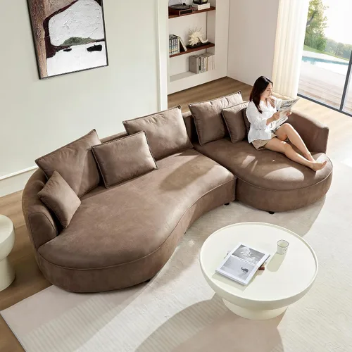 Vista 14 de JUSTONE Sofá modular moderno de 104.72 pulgadas, cómodo sofá de asiento profundo con 2 almohadas para sala de estar, dormitorio, apartamento