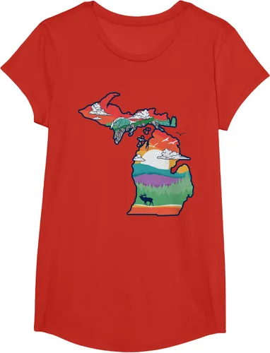 Vista 50 de Michigan Outside - Camiseta con ilustración artística