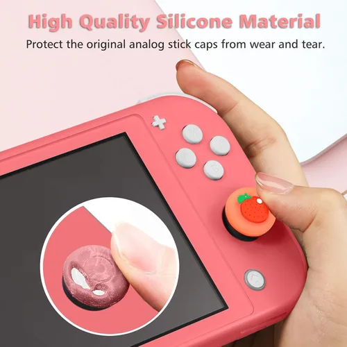 Vista 4 de Fintie Tapa de joystick para Nintendo SwitchSwitch OLED Model & Switch Lite 4 pares (8 piezas) cubierta de silicona suave tapas de agarre