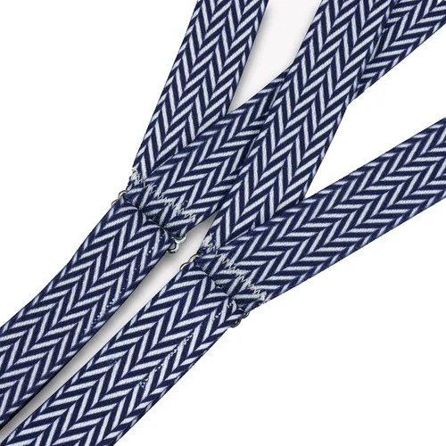 Vista 7 de Navy Herringbone Signature Premium Shirt Stays Ligas de camisa ultra suaves para permanecer escondidas Oficina formal militar, Espiguilla azul