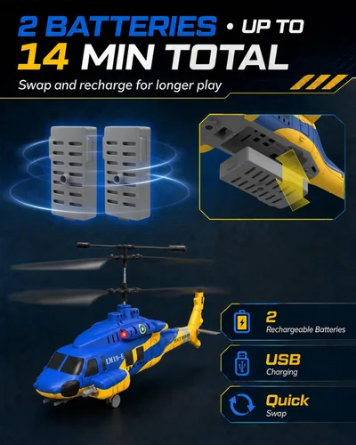 Vista 4 de Helicóptero RC con 10 misiles, helicóptero de control remoto del ejército de 2.4 GHz para principiantes y adultos, helicóptero militar, luces LED