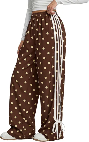 Vista 12 de Floerns Pantalones de pierna ancha con estampado de leopardo a rayas Y2K Gris