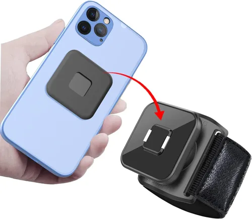 Vista 6 de Correa de muñeca universal, banda magnética para el brazo, fundas deportivas para correr, soporte para teléfono, extraíble, giratorio, correr