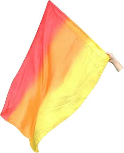 Vista 28 de Winged Sirenny Bandera de seda Poi, 50 pulgadas rectangular de seda giratoria, bandera de alabanza profética adoración adoración danza (aventura B)