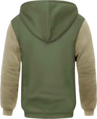Vista 39 de SCODI Sudaderas con capucha para hombre, forro polar pesado, cremallera completa, forro de sherpa grueso, chaqueta con capucha