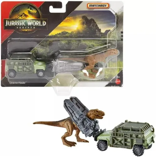 Vista 4 de Hot Wheels Jurassic World Rebirth, vehículo de colección de dinosaurios y figura (Dilophosaurus Lifter)