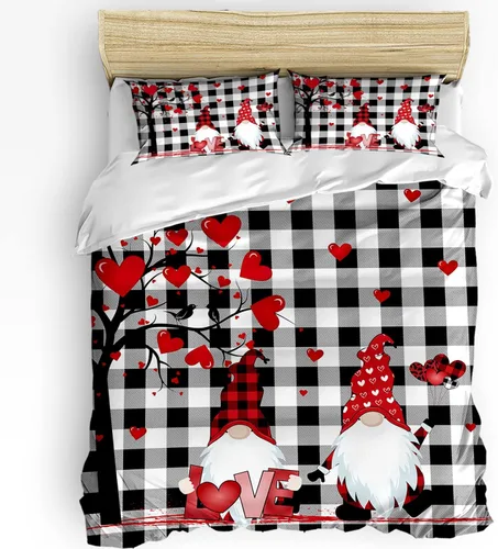Vista 8 de Juego de funda de edredón de 3 piezas tamaño King, juego de edredón de cardenales de muñeco de nieve de Navidad con 2 fundas de almohada, funda