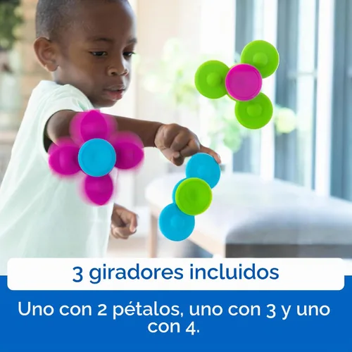Vista 5 de Fat Brain Toys Whirly Squigz, giradores de silicona y juguetes de succión para niños de 10 meses en adelante