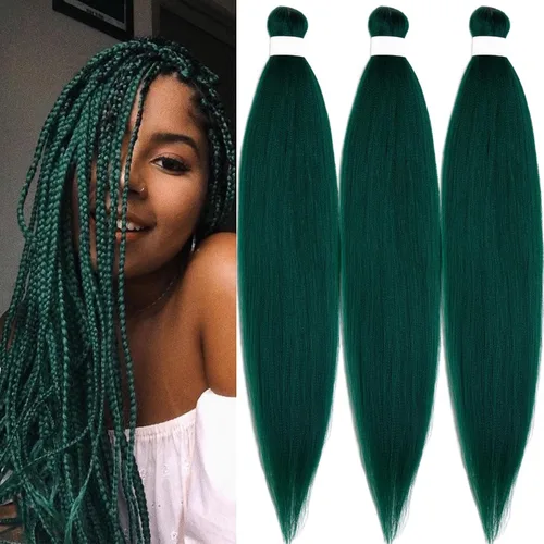 Vista 55 de Pelo trenzado corto 1B negro preestirado Extensiones de pelo trenzado para niños para trenzas de caja sin nudos, pelo trenzado preestirado de 16