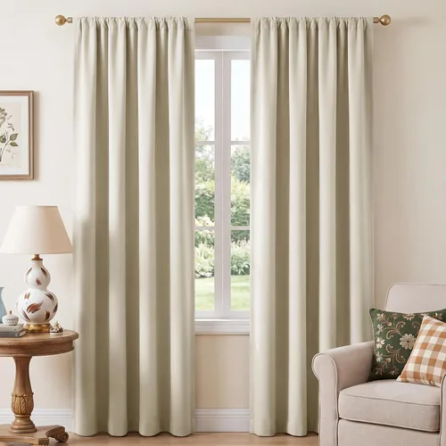 Vista 10 de NICETOWN Biscotti - Cortinas de cocina beige de 36 pulgadas de largo, bolsillo para barra, 100% opacas, casuales y relajantes, tratamientos